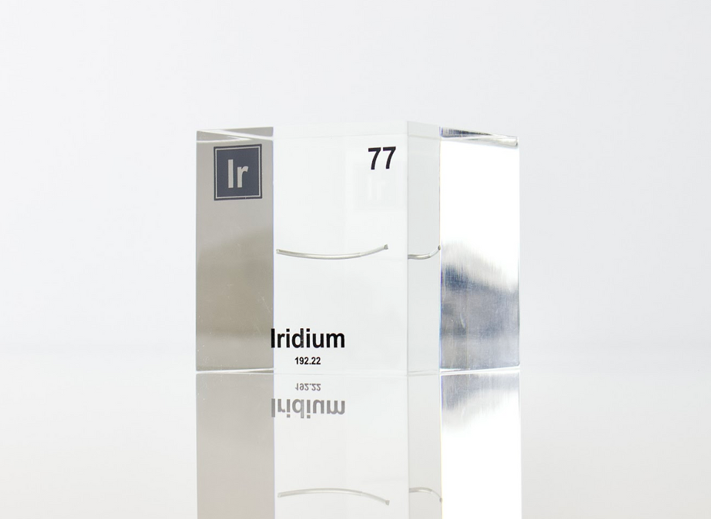Iridium Element Cube - 2" Acrylic Display - Atomic Number 77