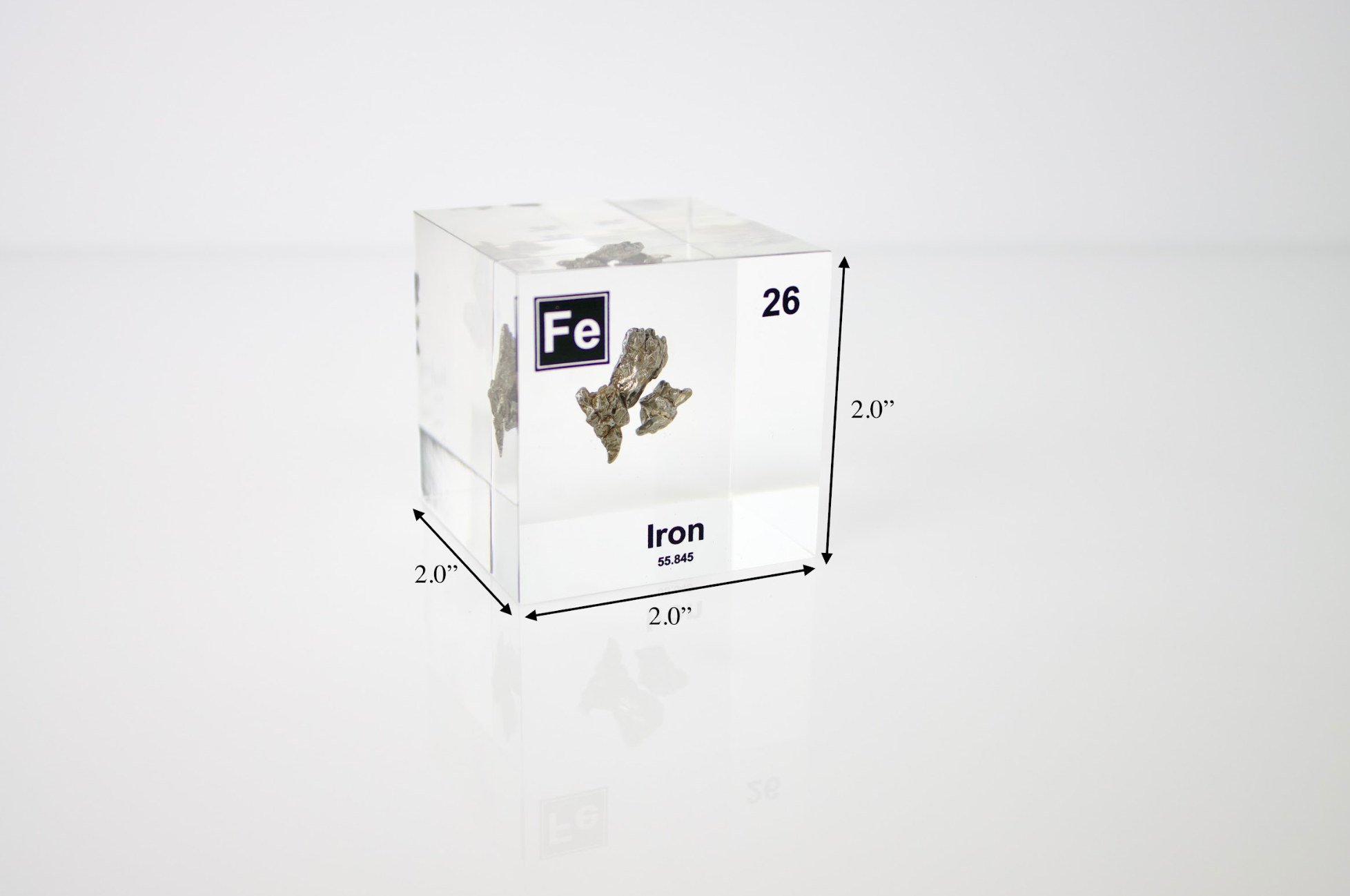 Iron Element Cube - 2" Acrylic Display - Atomic Number 26