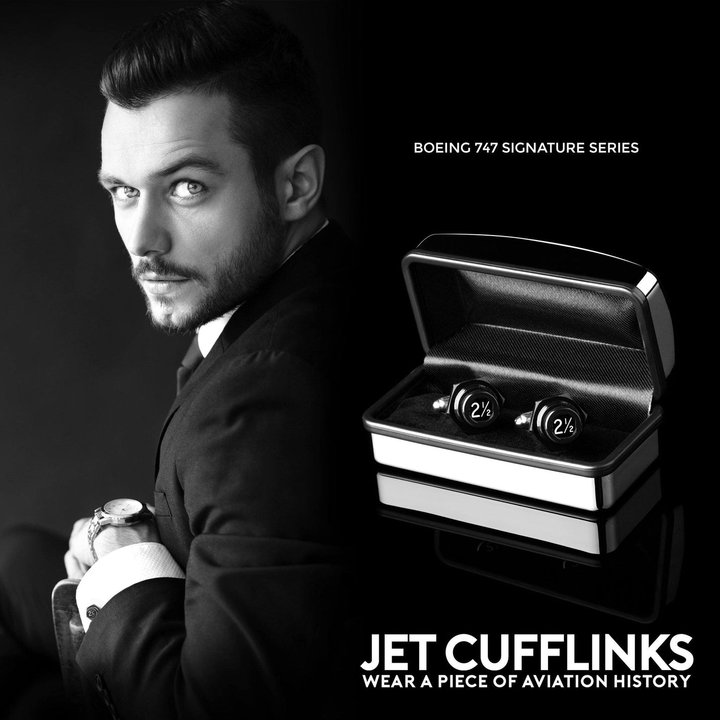 JET CUFFLINKS - CRAFTED FROM THE MIGHTY BOEING 747