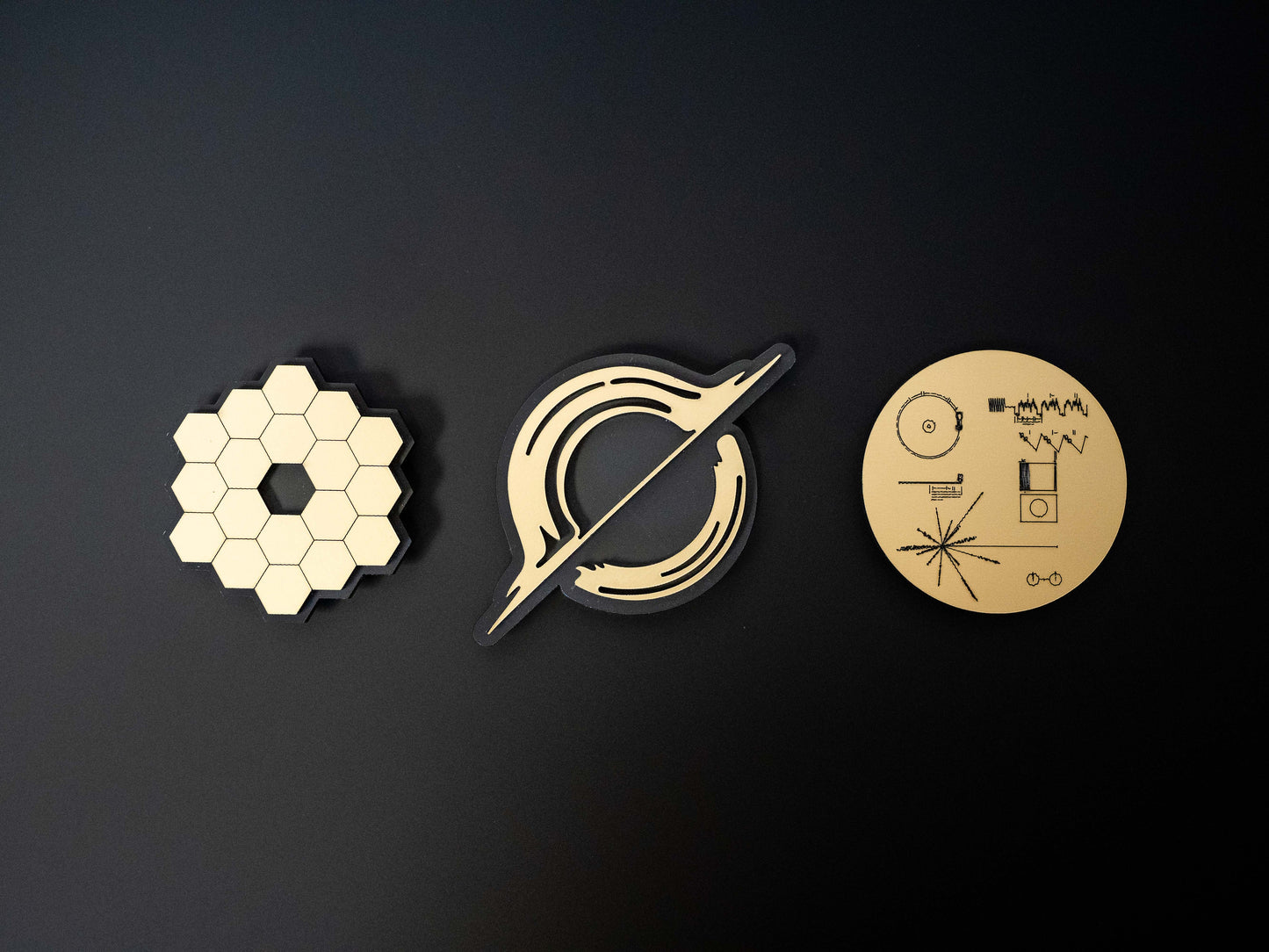 Metallic Gold Space Magnets (3-Pack) JWST Voyager Black Hole