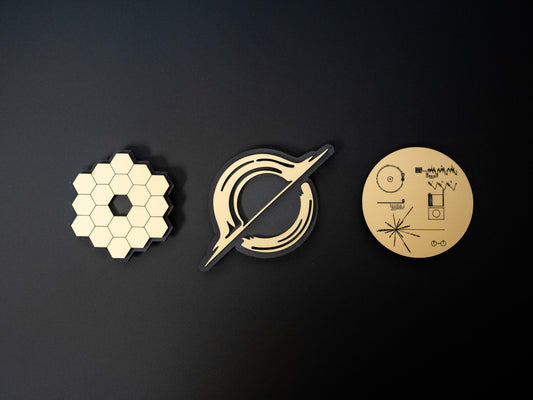 Metallic Gold Space Magnets (3-Pack) JWST Voyager Black Hole