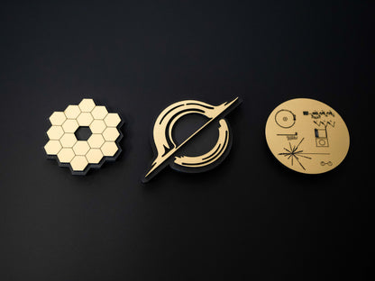 Metallic Gold Space Magnets (3-Pack) JWST Voyager Black Hole
