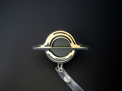 Metallic Black Hole Retractable Badge Holder Reel