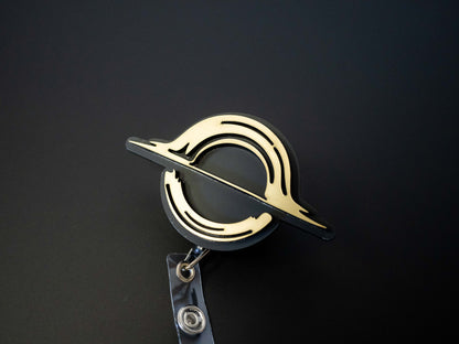 Metallic Black Hole Retractable Badge Holder Reel