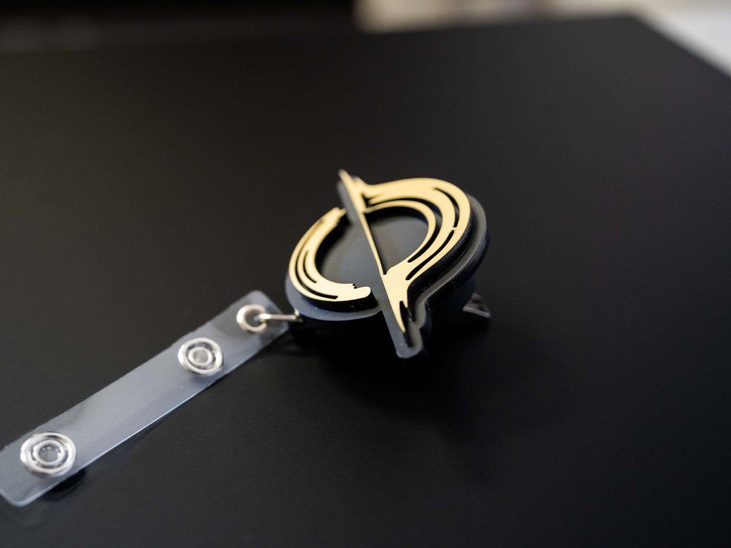 Metallic Black Hole Retractable Badge Holder Reel