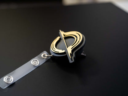 Metallic Black Hole Retractable Badge Holder Reel