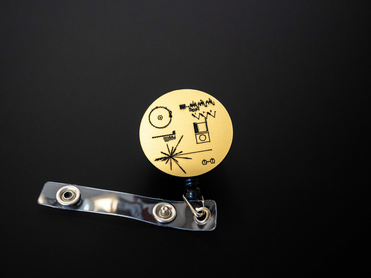 Voyager Golden Record Retractable Badge Holder Reel Metallic Gold