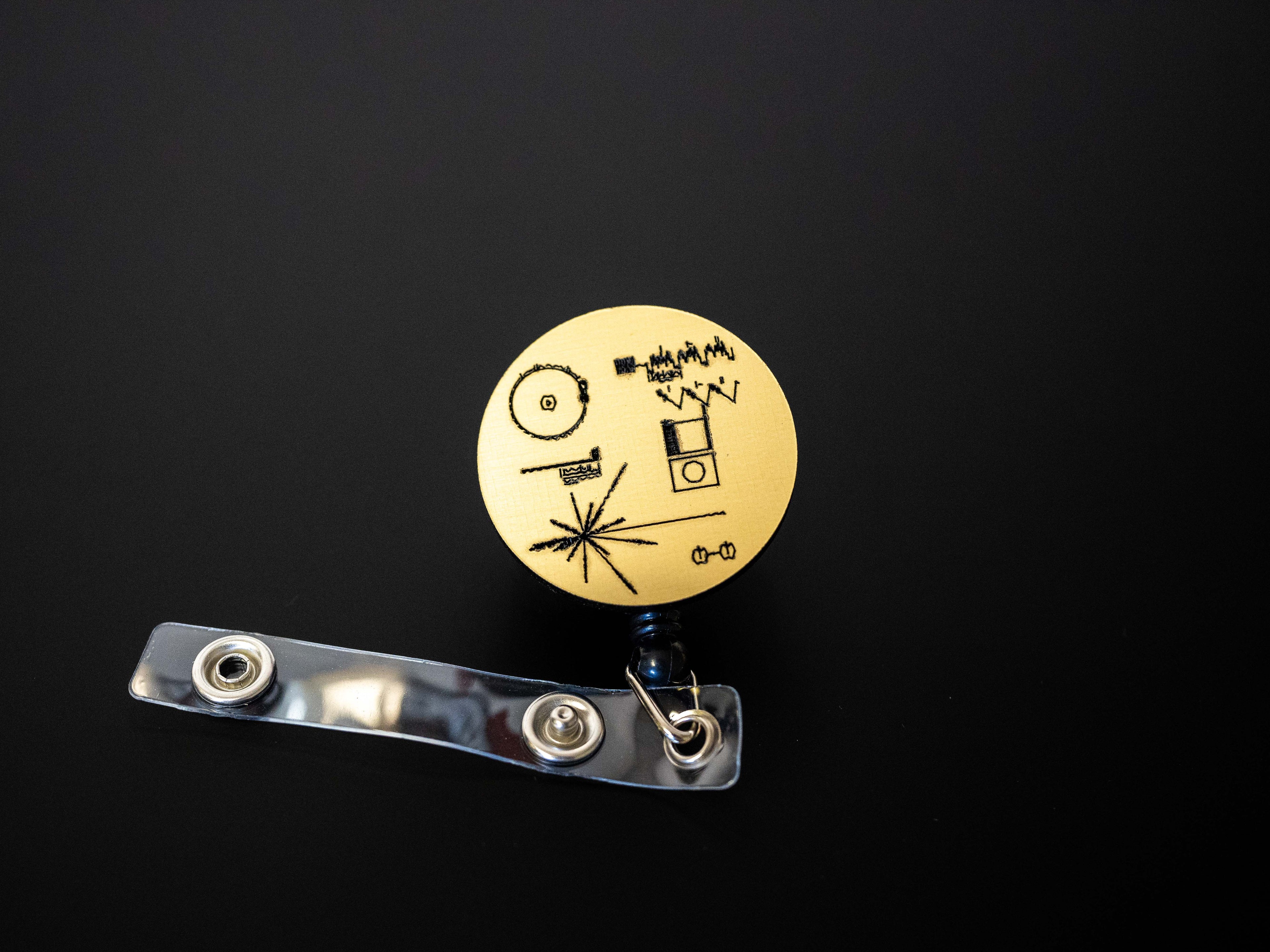 Voyager Golden Record Retractable Badge Holder Reel Metallic Gold