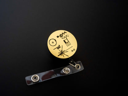 Voyager Golden Record Retractable Badge Holder Reel Metallic Gold