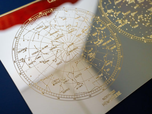 Mirrored Planisphere Star Chart, Constellation Map Wall Art