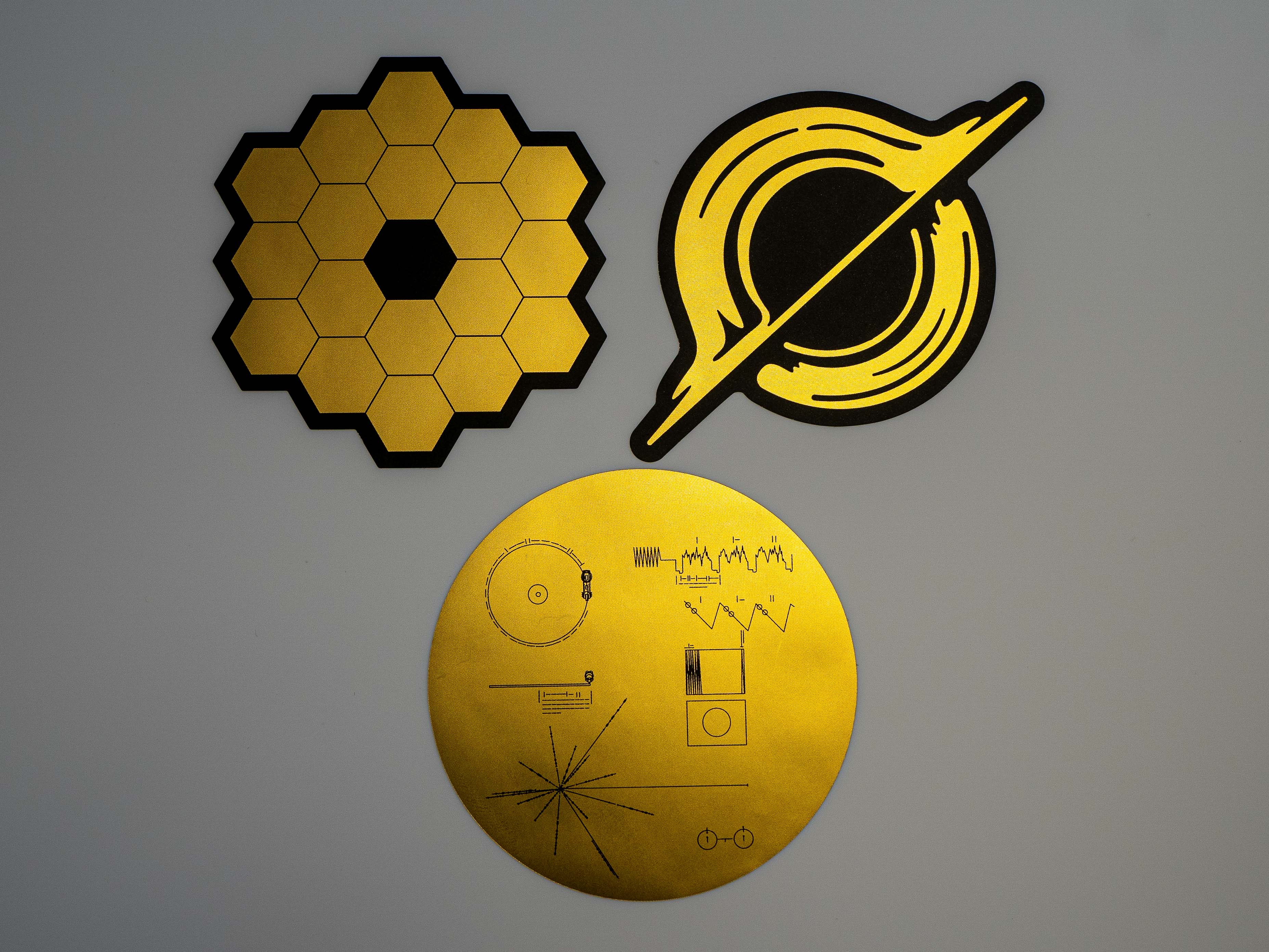 Space Themed Sticker Decals (3-Pack) in Premium Gold Foil