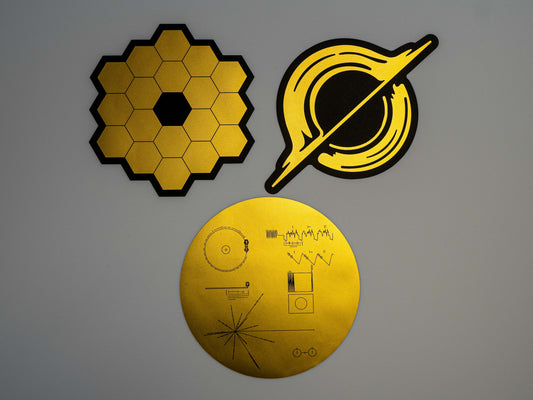 Space Themed Sticker Decals (3-Pack) in Premium Gold Foil