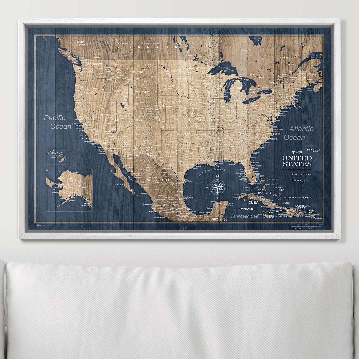 Push Pin USA Map: Deep Sea Drift (Pins Included)