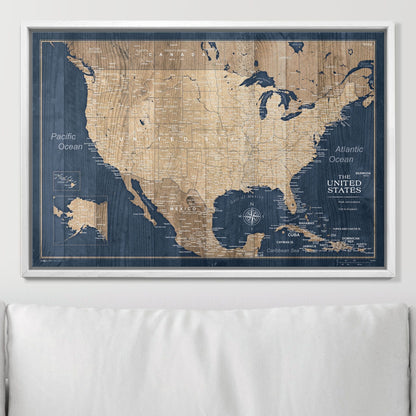 Push Pin USA Map: Deep Sea Drift (Pins Included)