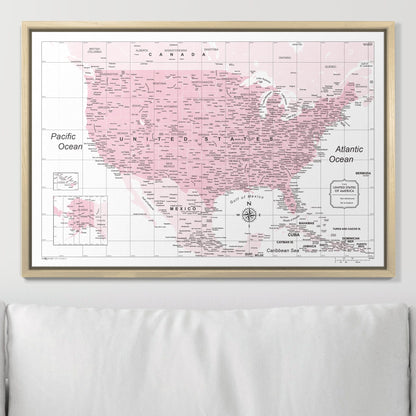 Push Pin USA Map: Pink (Pins Included)
