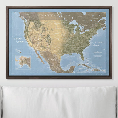Push Pin USA Map: Natural Earth (Pins Included)