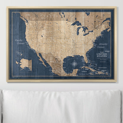 Push Pin USA Map: Deep Sea Drift (Pins Included)