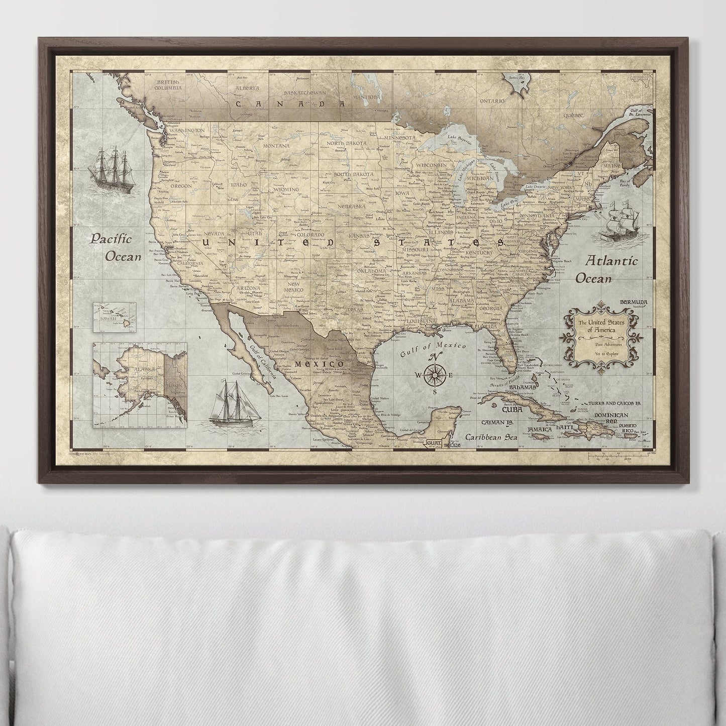 Push Pin USA Map: Rustic Vintage (Pins Included)