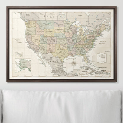 Push Pin USA Map: Desert Sunrise (Pins Included)