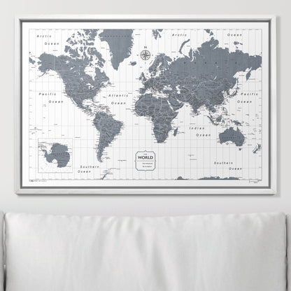 Push Pin World Map: Dark Gray (Pins Included)