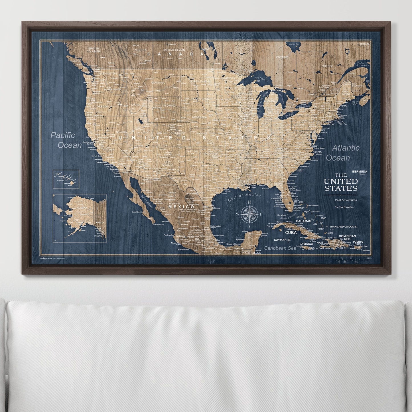 Push Pin USA Map: Deep Sea Drift (Pins Included)