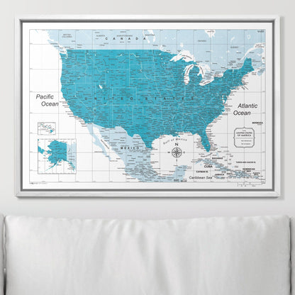 Push Pin USA Map: Teal (Pins Included)