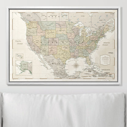 Push Pin USA Map: Desert Sunrise (Pins Included)