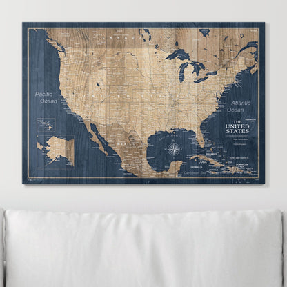 Push Pin USA Map: Deep Sea Drift (Pins Included)