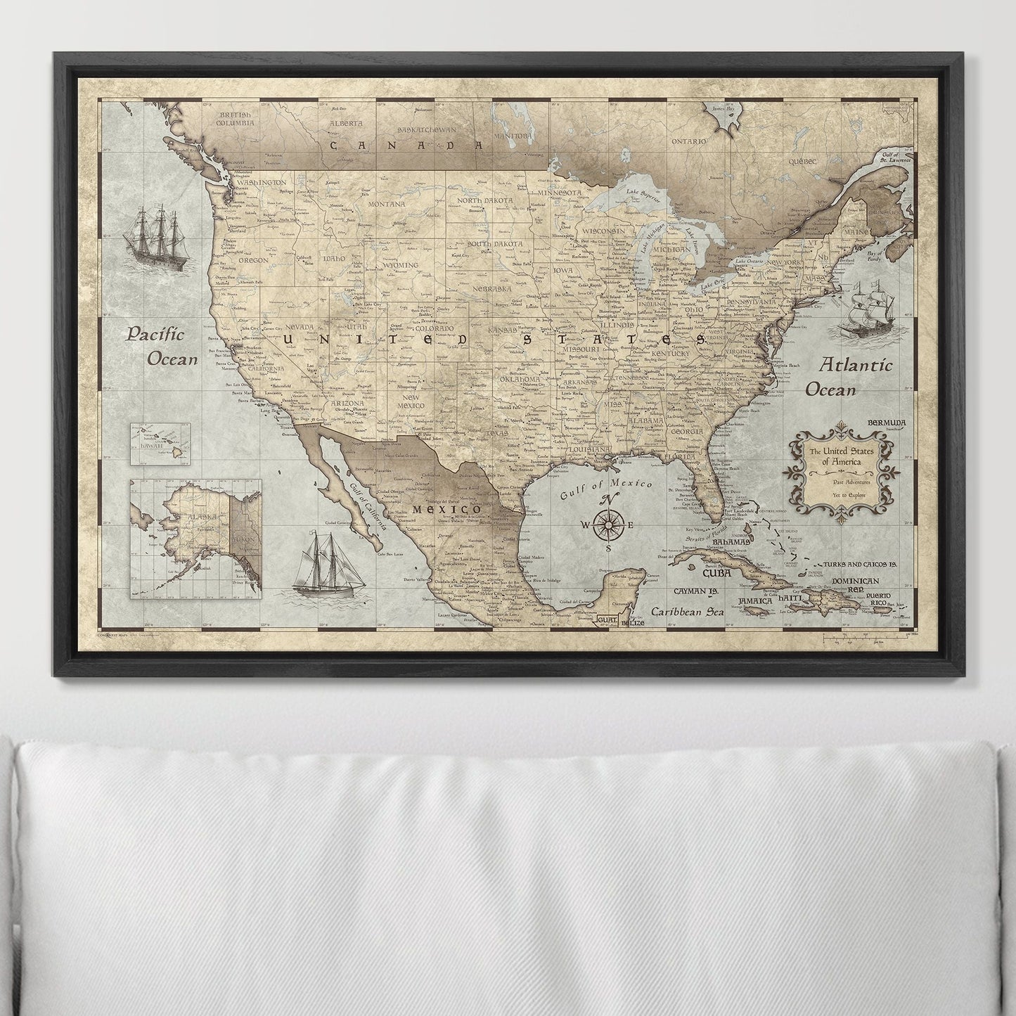 Push Pin USA Map: Rustic Vintage (Pins Included)