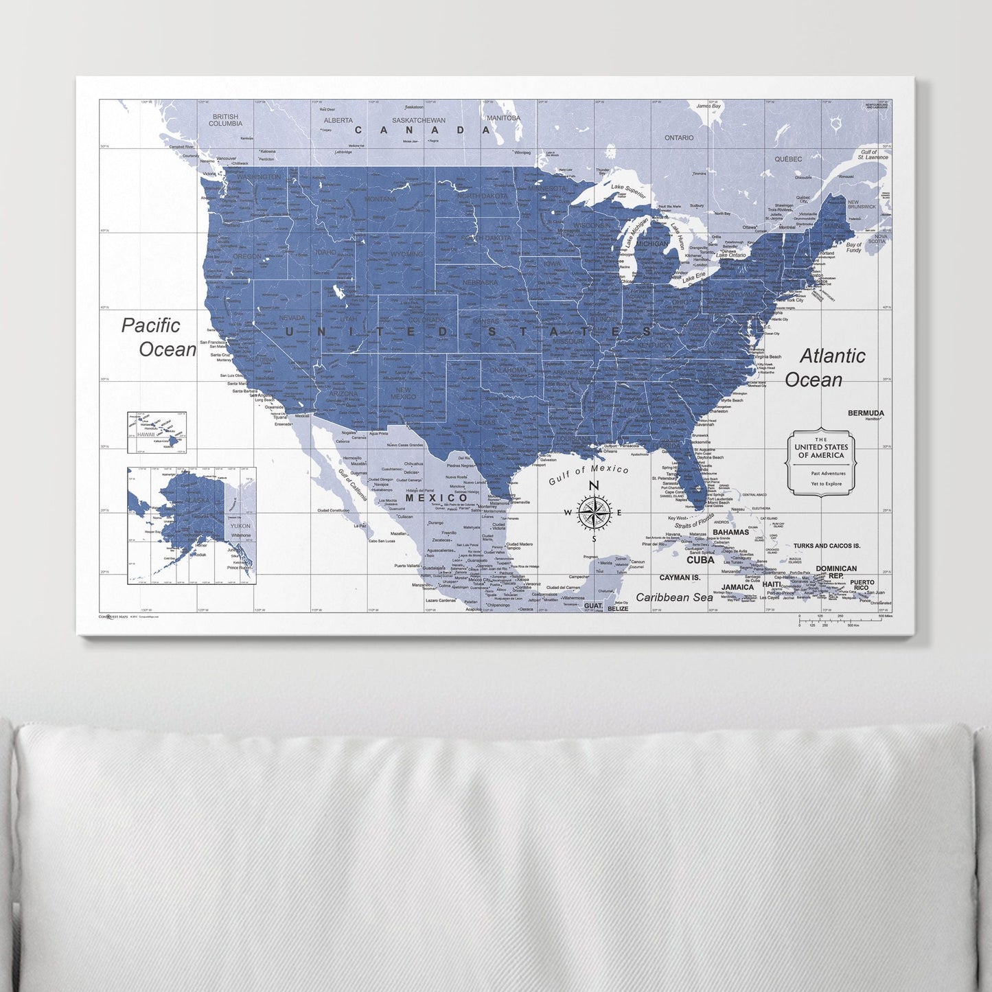 Push Pin USA Map: Navy (Pins Included)