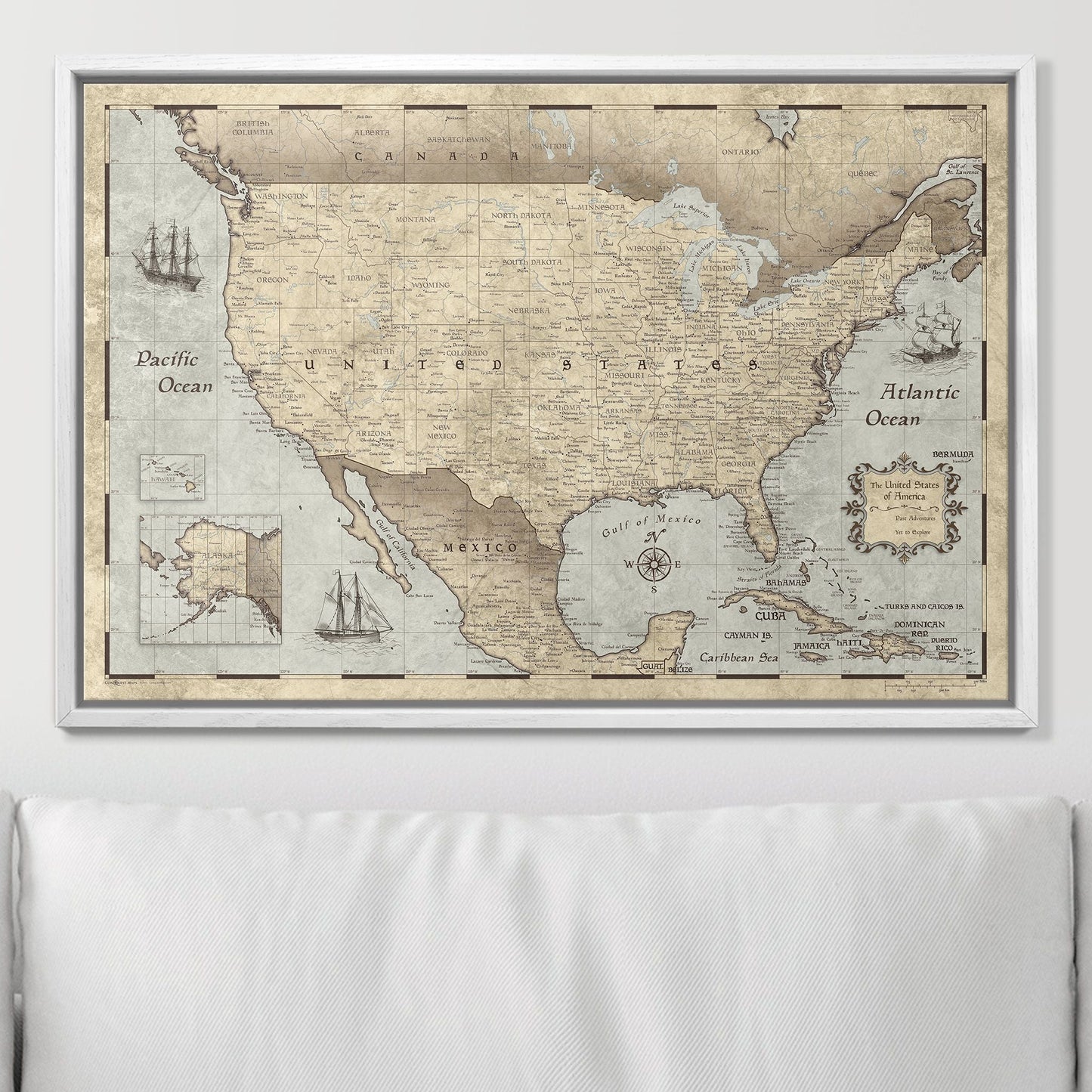Push Pin USA Map: Rustic Vintage (Pins Included)
