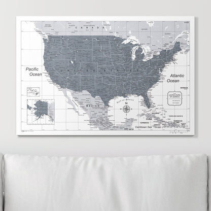 Push Pin USA Map: Dark Grey (Pins Included)