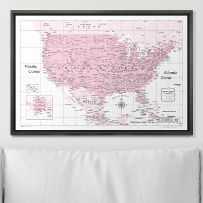 Push Pin USA Map: Pink (Pins Included)