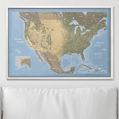 Push Pin USA Map: Natural Earth (Pins Included)