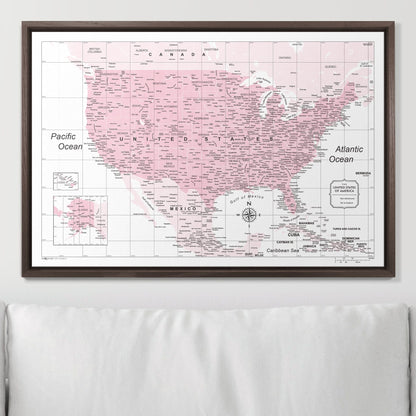 Push Pin USA Map: Pink (Pins Included)