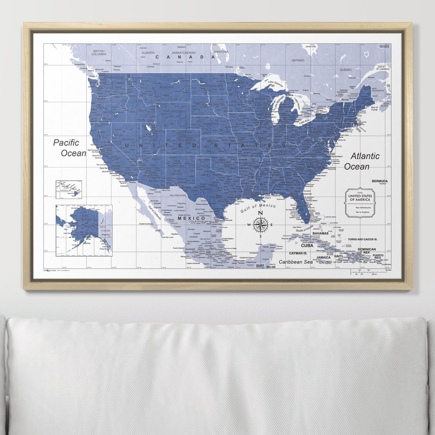 Push Pin USA Map: Navy (Pins Included)