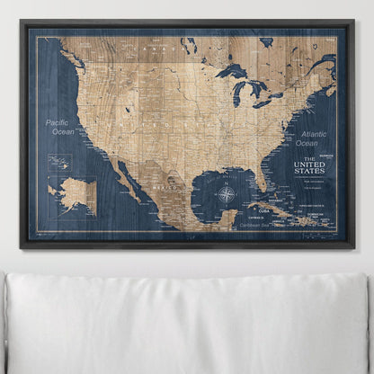 Push Pin USA Map: Deep Sea Drift (Pins Included)