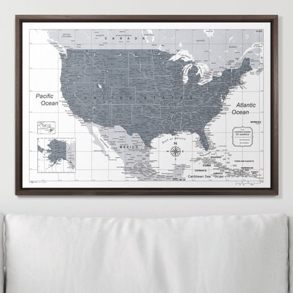 Push Pin USA Map: Dark Grey (Pins Included)
