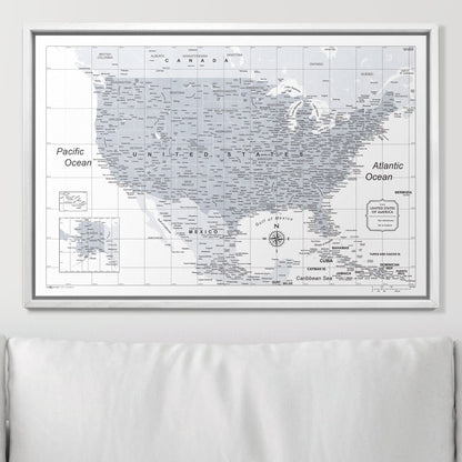 Push Pin USA Map: Light Grey (Pins Included)
