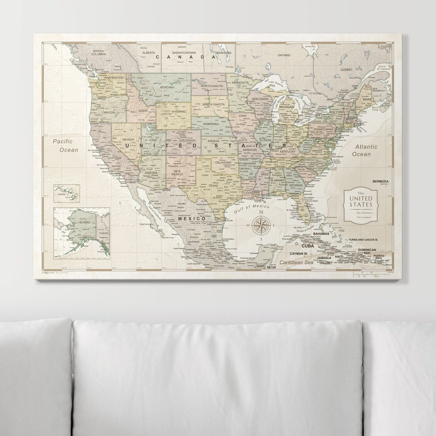 Push Pin USA Map: Desert Sunrise (Pins Included)