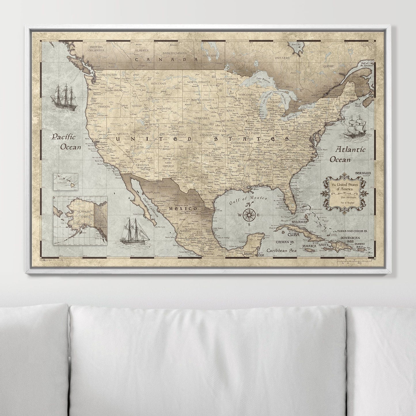 Push Pin USA Map: Rustic Vintage (Pins Included)