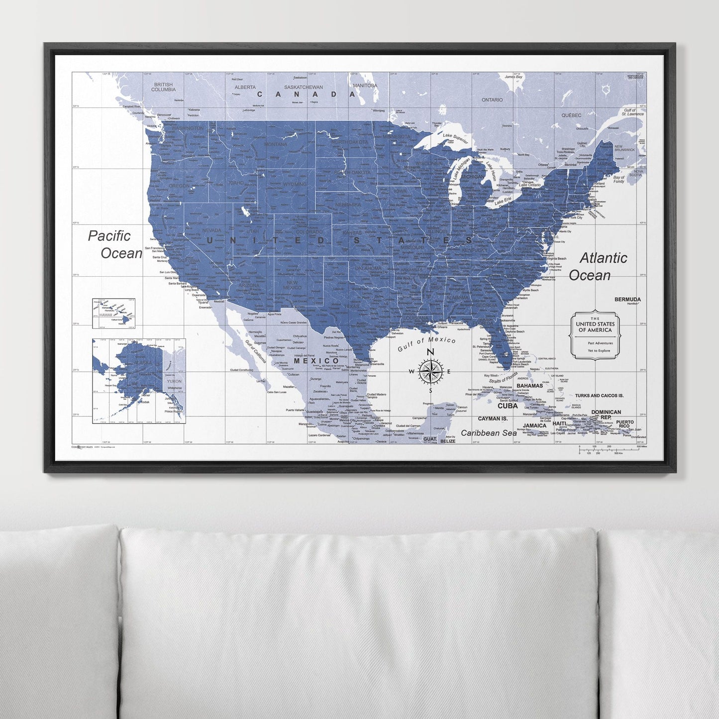 Push Pin USA Map: Navy (Pins Included)