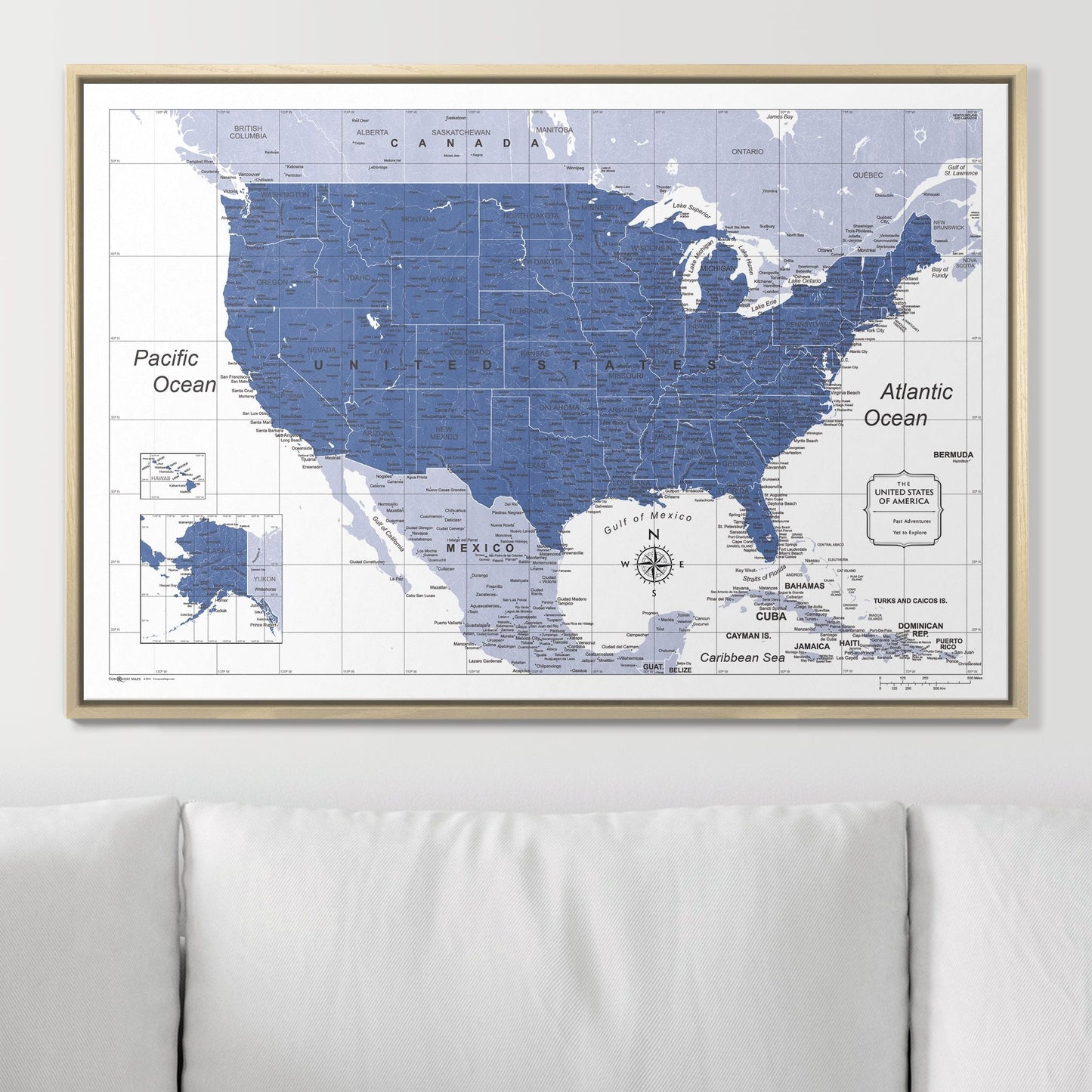 Push Pin USA Map: Navy (Pins Included)
