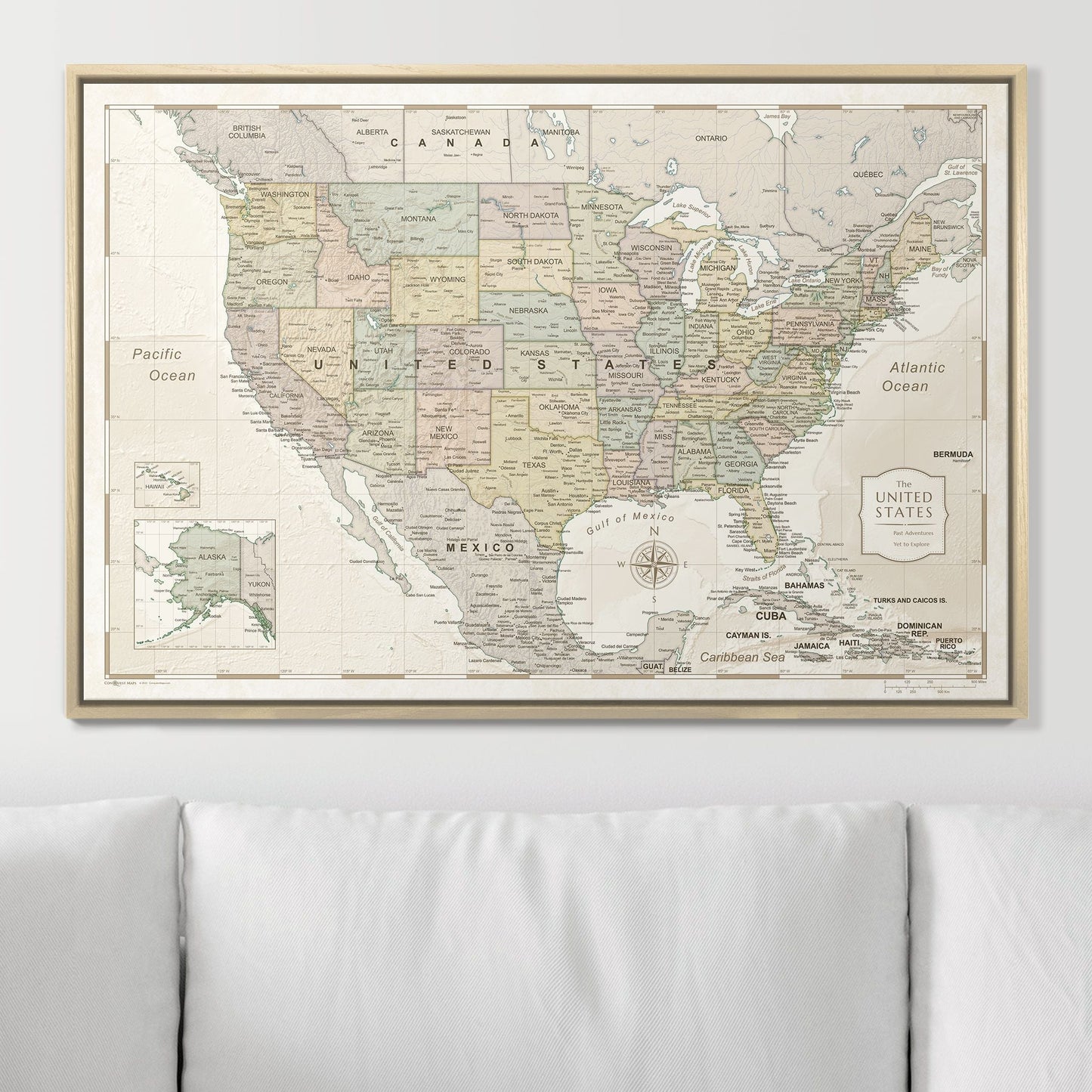 Push Pin USA Map: Desert Sunrise (Pins Included)