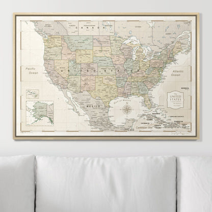 Push Pin USA Map: Desert Sunrise (Pins Included)