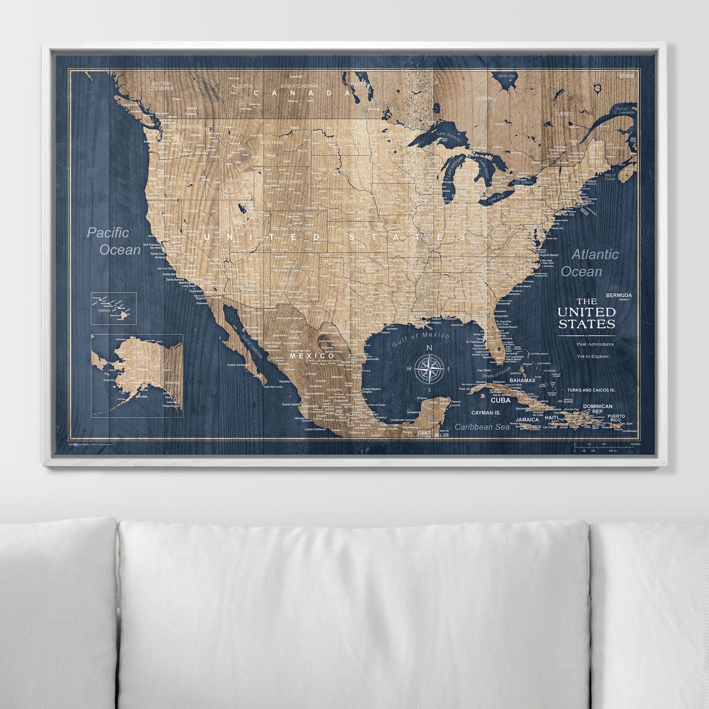Push Pin USA Map: Deep Sea Drift (Pins Included)