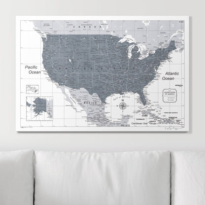 Push Pin USA Map: Dark Grey (Pins Included)