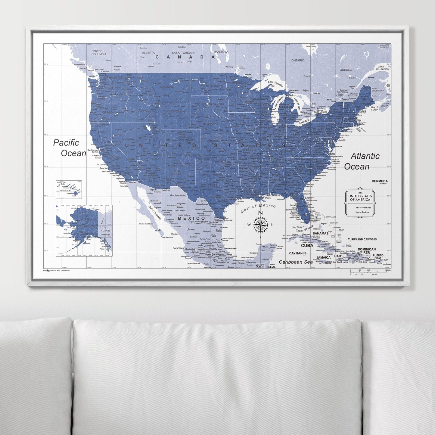 Push Pin USA Map: Navy (Pins Included)