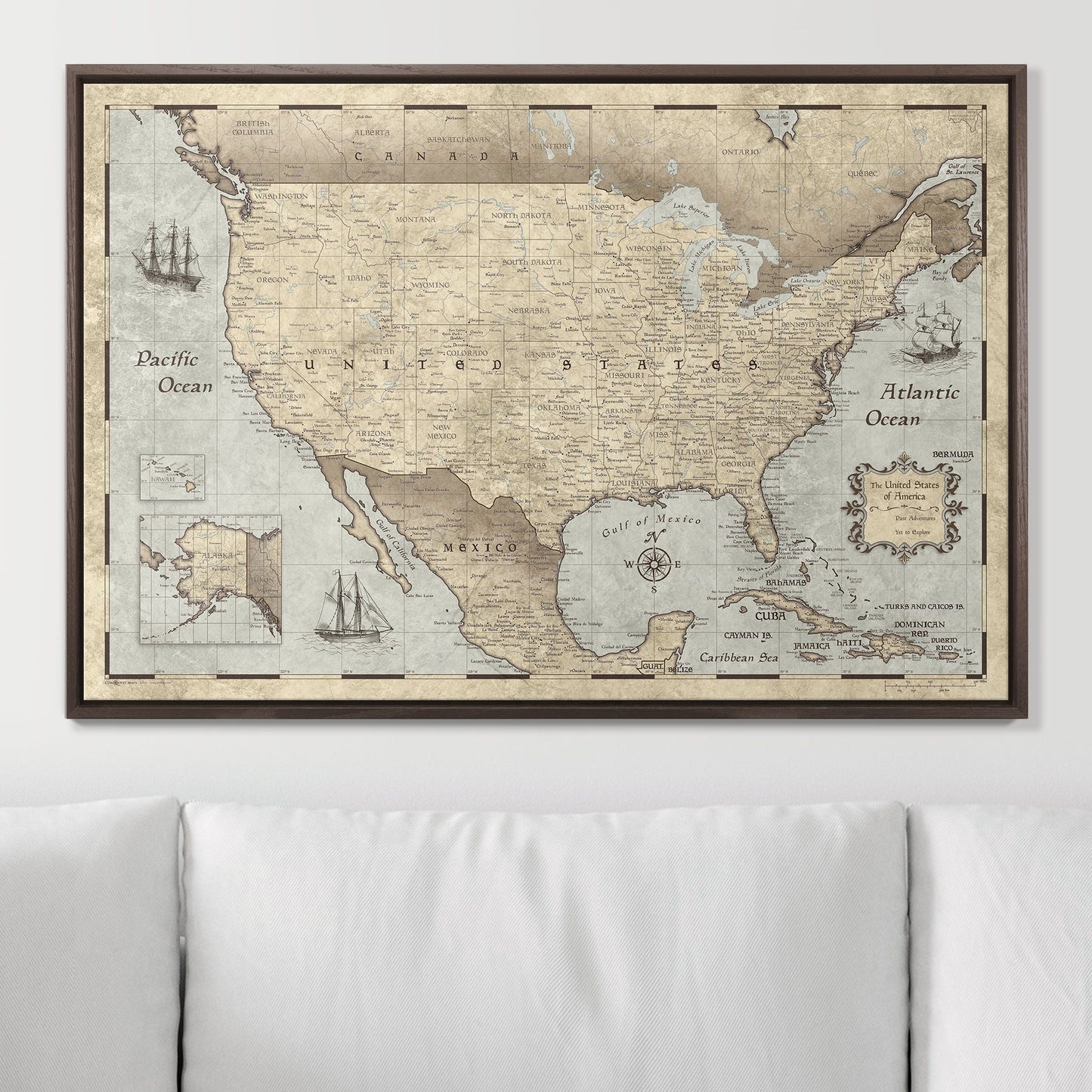 Push Pin USA Map: Rustic Vintage (Pins Included)