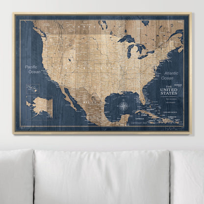 Push Pin USA Map: Deep Sea Drift (Pins Included)